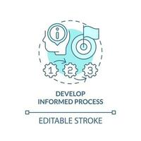 Develop informed process turquoise concept icon. Causal research benefit abstract idea thin line illustration. Isolated outline drawing. Editable stroke vector