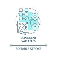 Dependent variables turquoise concept icon. Causal research principles abstract idea thin line illustration. Isolated outline drawing. Editable stroke vector