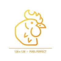 Poultry pixel perfect gradient linear vector icon. Chicken products. Meat section. Farm animal. Domesticated bird. Thin line color symbol. Modern style pictogram. Vector isolated outline drawing