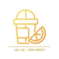 Juice pixel perfect gradient linear vector icon. Fruit drink. Beverage industry. Sweet cocktail. Detox smoothie. Thin line color symbol. Modern style pictogram. Vector isolated outline drawing