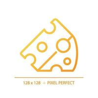 Cheese pixel perfect gradient linear vector icon. Milk product. Dairy industry. Deli section. Snack flavor. Thin line color symbol. Modern style pictogram. Vector isolated outline drawing