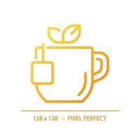 Tea pixel perfect gradient linear vector icon. Comforting hot drink. Warm beverage. English breakfast. Herbal infusion. Thin line color symbol. Modern style pictogram. Vector isolated outline drawing