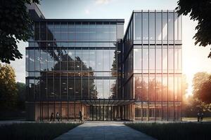 Modern office building, business center. Neural network photo