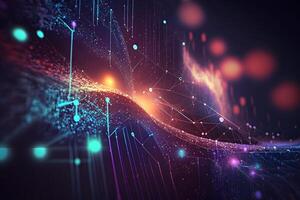 Futuristic technology abstract background with lines for network, big data, data center, server, internet, speed. Abstract neon lights. Neural network photo