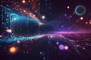 Futuristic technology abstract background with lines for network, big data, data center, server, internet, speed. Abstract neon lights. Neural network photo