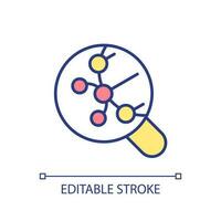 Genome structure research RGB color icon. Find gene of potential diseases. Improve patient genetic code. Precision medicine. Isolated vector illustration. Simple filled line drawing. Editable stroke