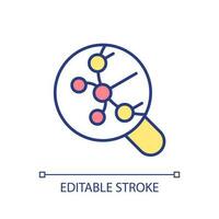 Genome structure research RGB color icon. Find gene of potential diseases. Improve patient genetic code. Precision medicine. Isolated vector illustration. Simple filled line drawing. Editable stroke