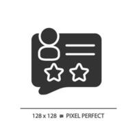 User rating pixel perfect black glyph icon. Rank of network customer. Client activities evaluation. Personal assessment. Silhouette symbol on white space. Solid pictogram. Vector isolated illustration