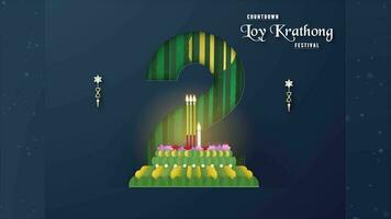 3 sets of countdown transition, Five to one, of Loy Krathong festival. 4k motion graphic for intro, cover and animation. video