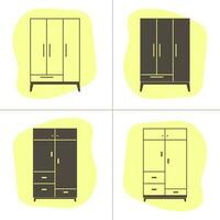 Wardrobe icons set on abstract shapes background vector