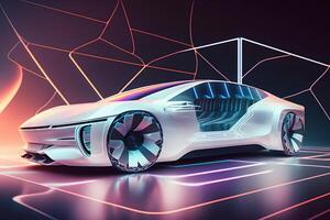 The concept of electromobility, e-motion, green transport, modern technology. Neural network photo