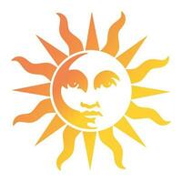 The May sun, the sun with a face and warm wavy rays vector