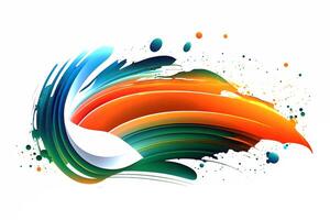 Modern colorful flow poster. Splash rainbow. Neural network photo
