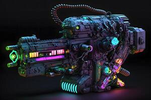 Futuristic cyber weapon, space neon gun. Neural network art photo