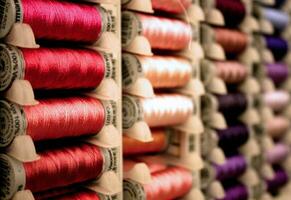 Vibrant Spools of Thread on Display photo