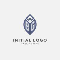 BG logo with leaf shape, clean and modern monogram initial logo design vector