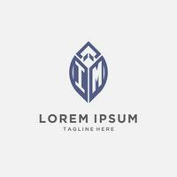 IM logo with leaf shape, clean and modern monogram initial logo design vector