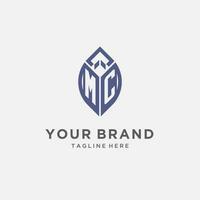 MC logo with leaf shape, clean and modern monogram initial logo design vector