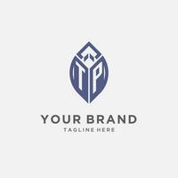 TP logo with leaf shape, clean and modern monogram initial logo design vector