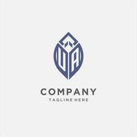 UA logo with leaf shape, clean and modern monogram initial logo design vector