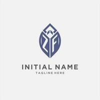 ZF logo with leaf shape, clean and modern monogram initial logo design vector
