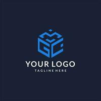 GC logo hexagon designs, best monogram initial logo with hexagonal shape design ideas vector