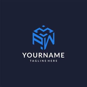 PW logo hexagon designs, best monogram initial logo with hexagonal shape design ideas vector