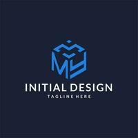 MY logo hexagon designs, best monogram initial logo with hexagonal shape design ideas vector