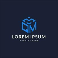 QM logo hexagon designs, best monogram initial logo with hexagonal shape design ideas vector