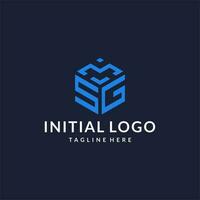 SG logo hexagon designs, best monogram initial logo with hexagonal shape design ideas vector