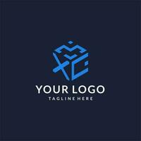 XC logo hexagon designs, best monogram initial logo with hexagonal shape design ideas vector