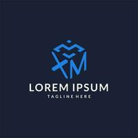 XM logo hexagon designs, best monogram initial logo with hexagonal shape design ideas vector