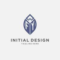 FY logo with leaf shape, clean and modern monogram initial logo design vector