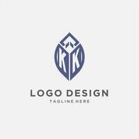 KK logo with leaf shape, clean and modern monogram initial logo design vector