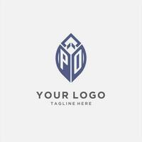 PO logo with leaf shape, clean and modern monogram initial logo design vector