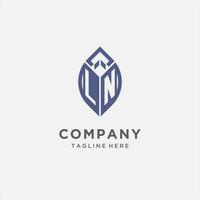 LN logo with leaf shape, clean and modern monogram initial logo design vector