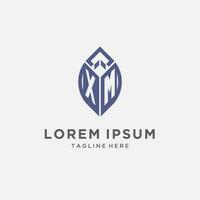 XM logo with leaf shape, clean and modern monogram initial logo design vector