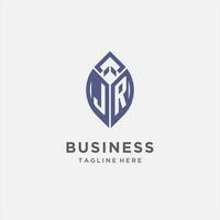 JR logo with leaf shape, clean and modern monogram initial logo design vector