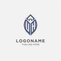 UH logo with leaf shape, clean and modern monogram initial logo design vector