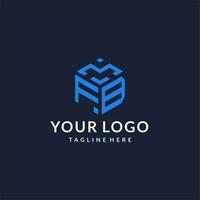 FB logo hexagon designs, best monogram initial logo with hexagonal shape design ideas vector