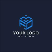 FO logo hexagon designs, best monogram initial logo with hexagonal shape design ideas vector