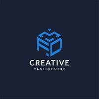 FD logo hexagon designs, best monogram initial logo with hexagonal shape design ideas vector