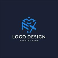 FX logo hexagon designs, best monogram initial logo with hexagonal shape design ideas vector