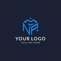 NP logo hexagon designs, best monogram initial logo with hexagonal shape design ideas vector