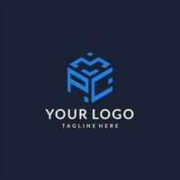 PC logo hexagon designs, best monogram initial logo with hexagonal shape design ideas vector