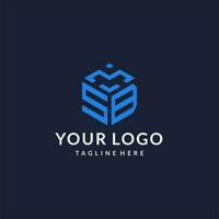 SB logo hexagon designs, best monogram initial logo with hexagonal shape design ideas vector
