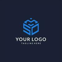 SO logo hexagon designs, best monogram initial logo with hexagonal shape design ideas vector