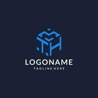 TH logo hexagon designs, best monogram initial logo with hexagonal shape design ideas vector