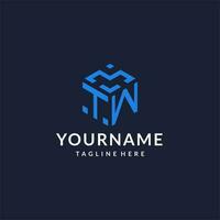 TW logo hexagon designs, best monogram initial logo with hexagonal shape design ideas vector