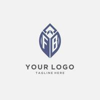 FB logo with leaf shape, clean and modern monogram initial logo design vector
